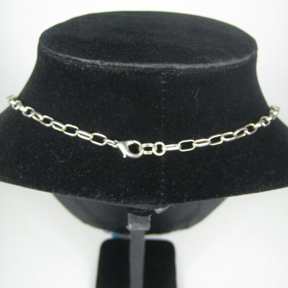 Necklace 32 In Silvetone Chain Pendant Strand Glass Beaded Blue Jewelry Women - Picture 9 of 10